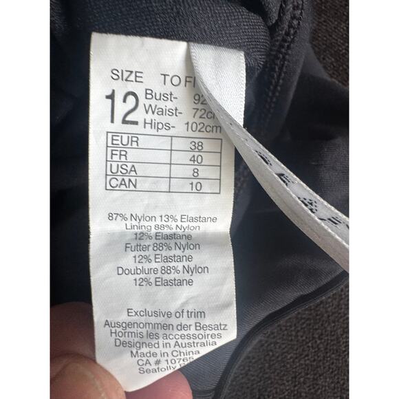 Seafolly Australia Black Cutout One-Piece Swimsuit Women’s Size 12 (US 8 / UK 12 - Picture 4 of 5